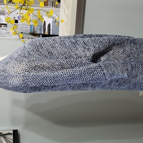 Chicos 2 open knit‎ cardigan sweater.  Gray/blue with silver threads. SIZ… - Picture 5 of 11